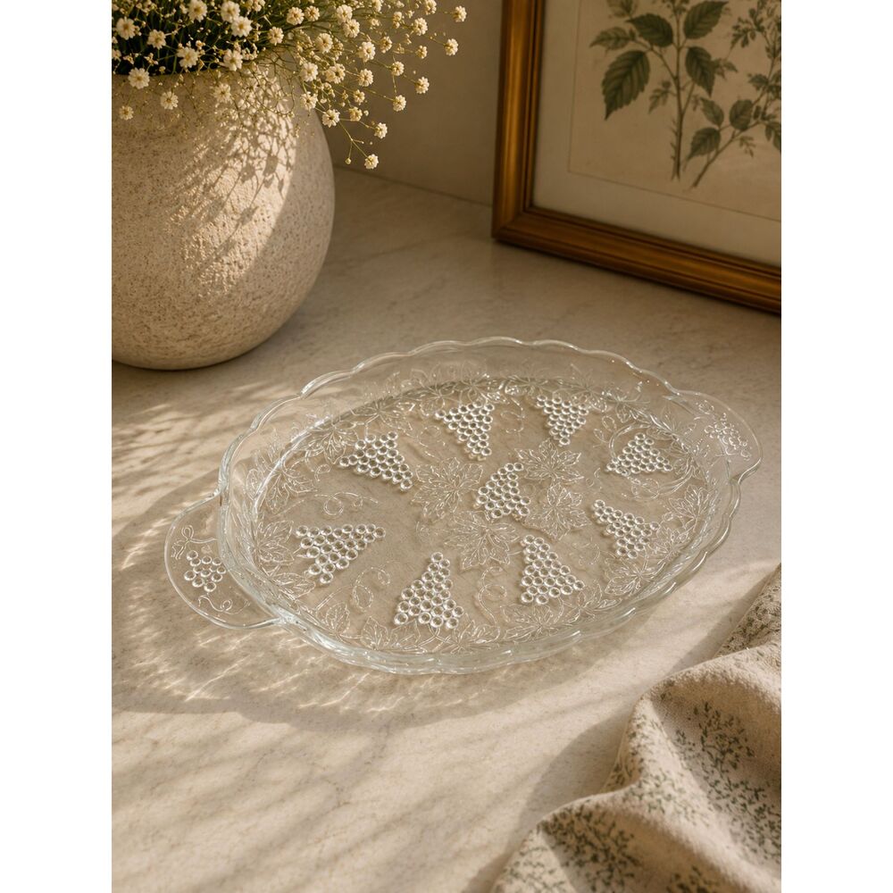 Vintage Clear Glass Grape Serving Tray